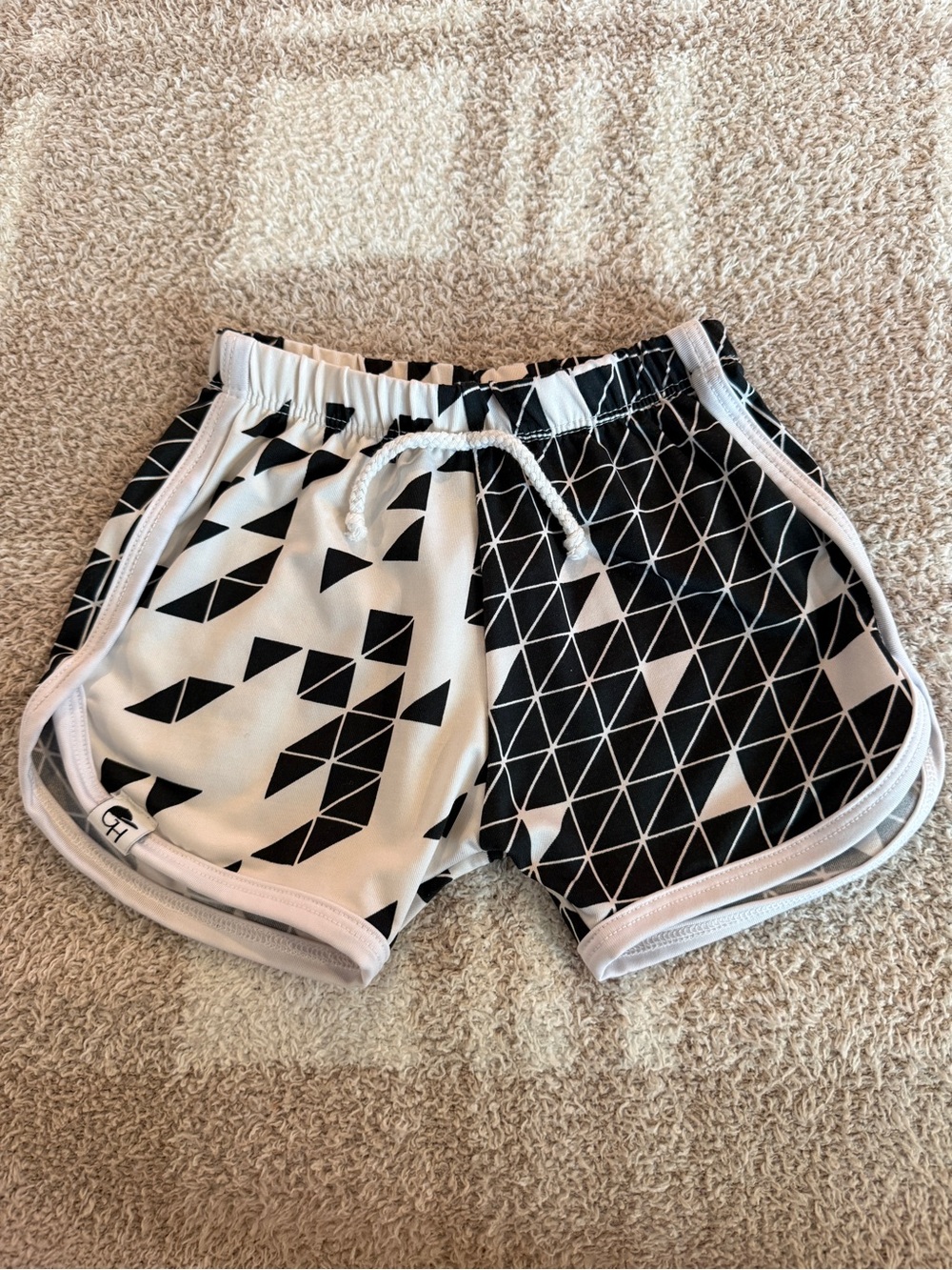 George Hats Kids Black & White Geometric Swim Shorts